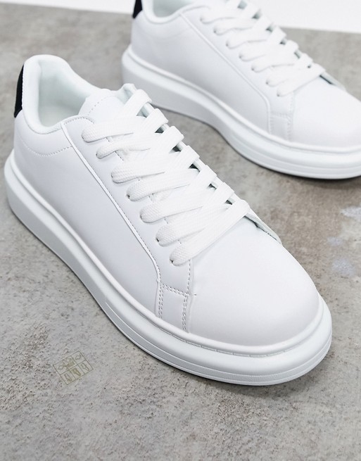 Brave Soul chunky sole trainers in white with contrast black