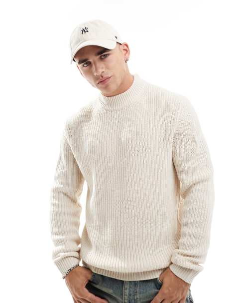 Brave Soul chunky turtle neck jumper in oatmeal - view 1