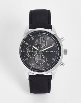 Brave Soul chunky watch with multi-dial face in black