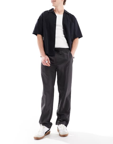 Brave Soul tapered nylon trousers in dark grey