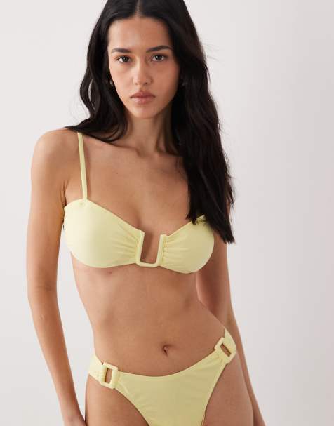 Brave Soul - Citrongul bikinitop med u-formet detalje foran - view 1