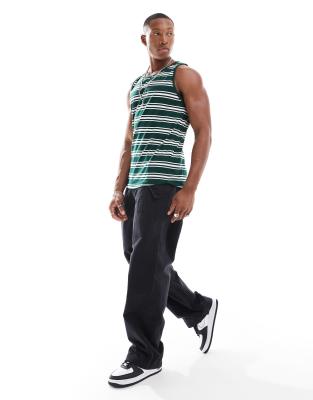Brave Soul Classic Striped Tank In Green