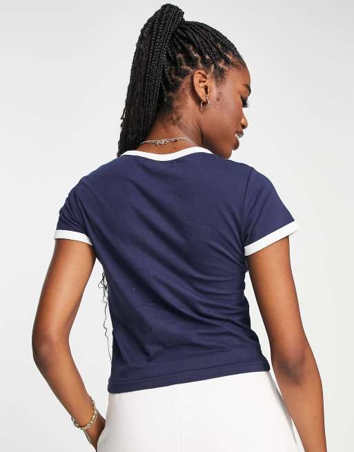 Brave Soul – Claudia – Marinblå t-shirt med kantrand, 2 av 4