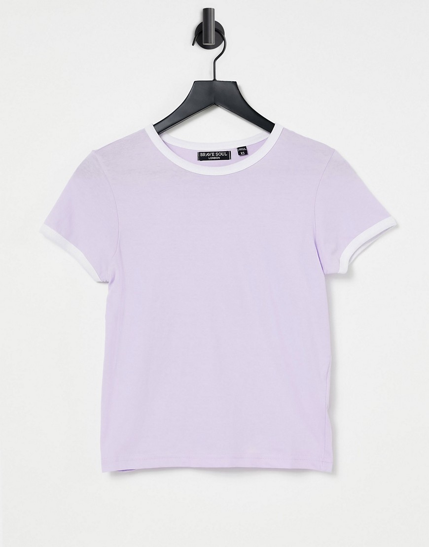 Brave Soul claudia ringer T-shirt in lilac-Purple