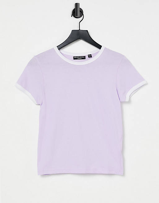 Brave Soul claudia ringer t-shirt in lilac