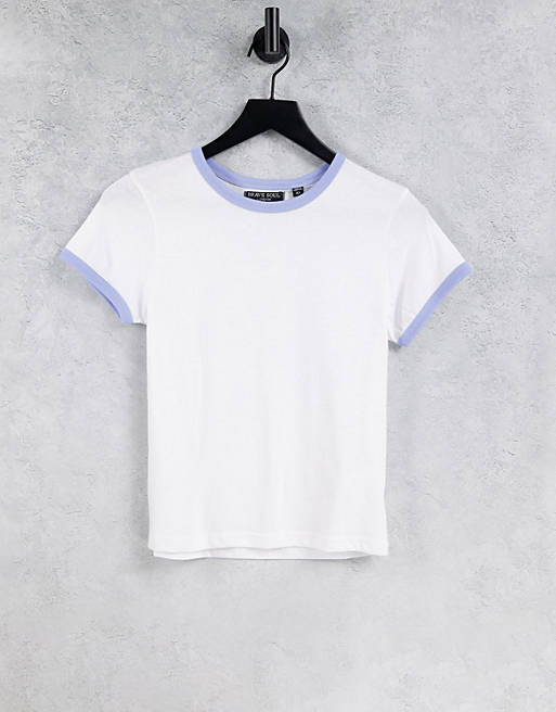 Brave Soul claudia ringer t-shirt in white