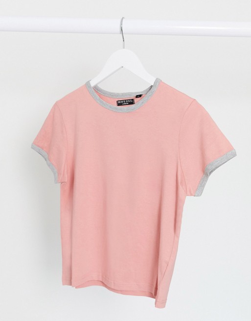 Brave Soul claudia t shirt with contrast rib