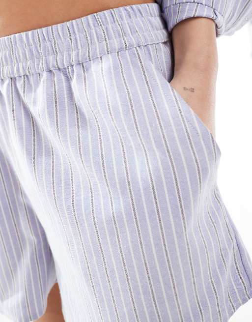 Brave Soul Co-ord blue and white stripe shorts, 4 of 5