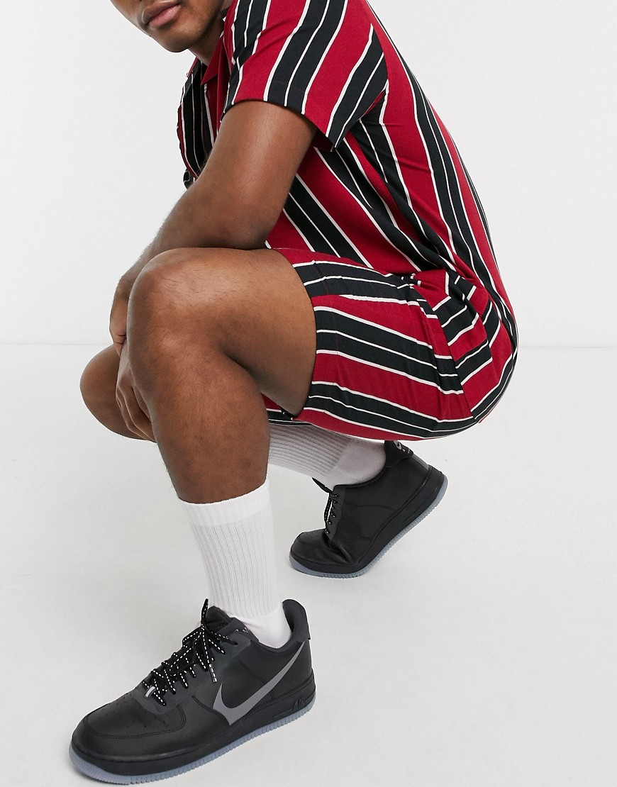 Brave Soul co-ord drawstring shorts in stripe-Red