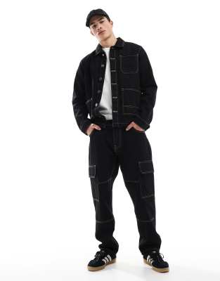 Brave Soul Brave Soul co-ord jeans with contrast stitching in black