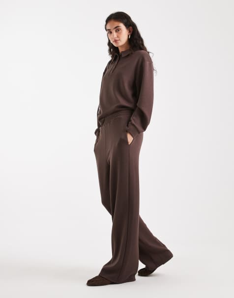 Brave Soul - Co-ord set van sweatstof in chocoladebruin - view 1