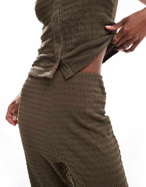 Brave Soul co-ord textured straight leg trousers in brown, 3 of 5