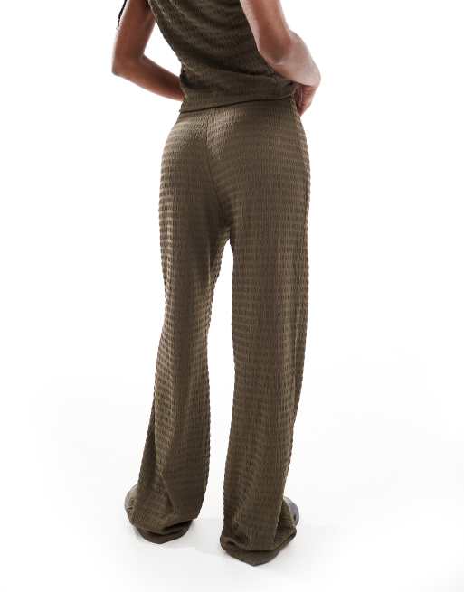 Brave Soul co-ord textured straight leg trousers in brown, 4 of 5