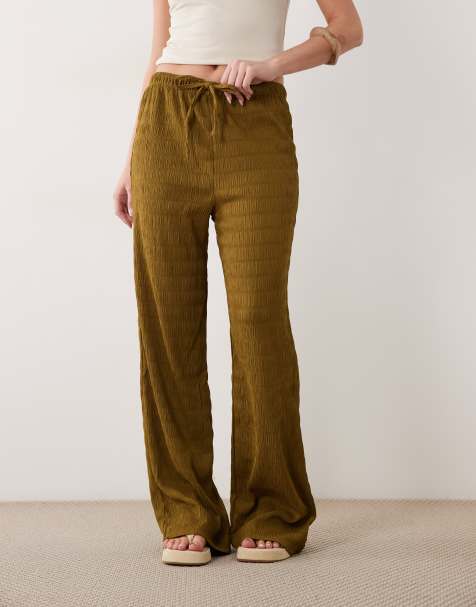 Brave Soul co-ord textured trousers in olive green - view 1