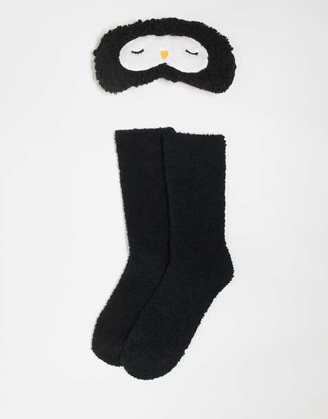 Brave Soul - Coffret cadeau de Noël avec masque de sommeil pingouin et chaussettes - Noir - view 1