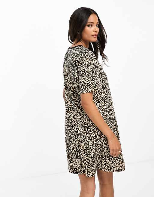 Brave Soul – Cola – Kurzes T-Shirt-Kleid mit Leopardenmuster, 3 von 4