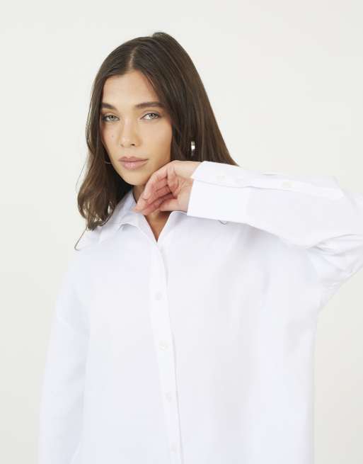 Brave Soul Collared long sleeve shirt in white, 4 of 4