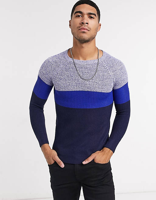 Mens Crew Neck Knitted Jumper Pullover Brave soul Pattern Sweater Knitwear 