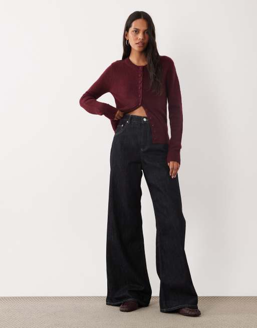 Brave Soul compact knit cardigan in burgundy, 2 of 4