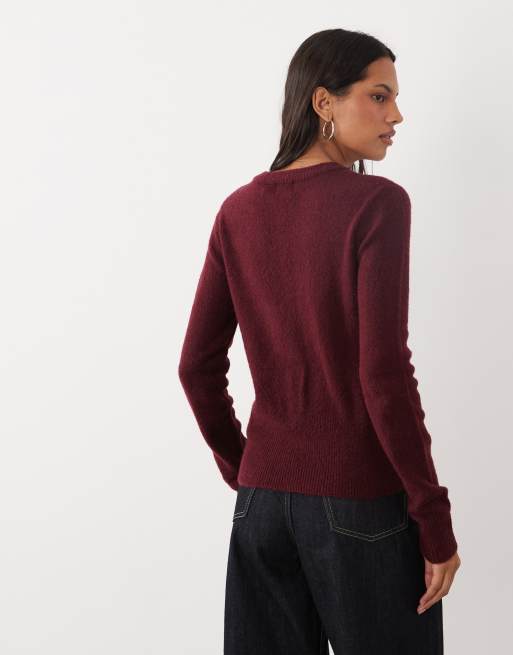 Brave Soul compact knit cardigan in burgundy, 4 of 4