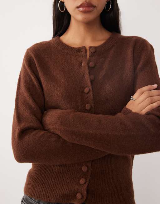 Brave Soul compact knit cardigan in chocolate brown, 3 of 4