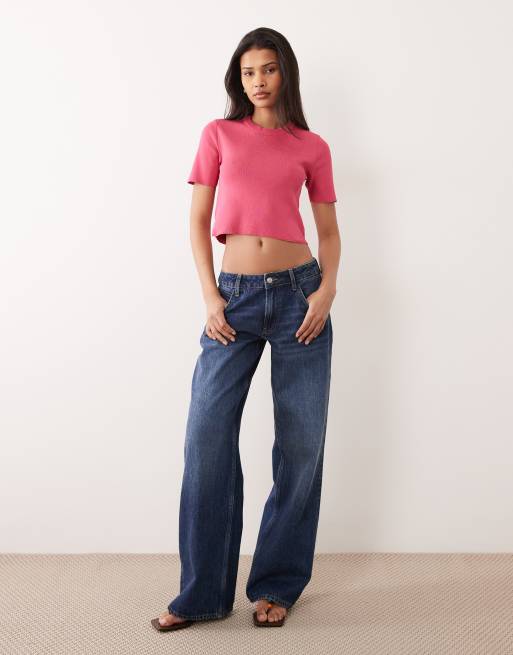 Brave Soul compact knit short sleeve jumper in pink, 2 of 4