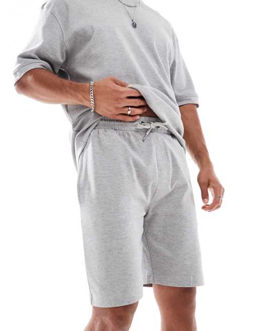 Brave Soul - Completo in misto cotone grigio chiaro con T-shirt e pantaloncini, 4 di 4
