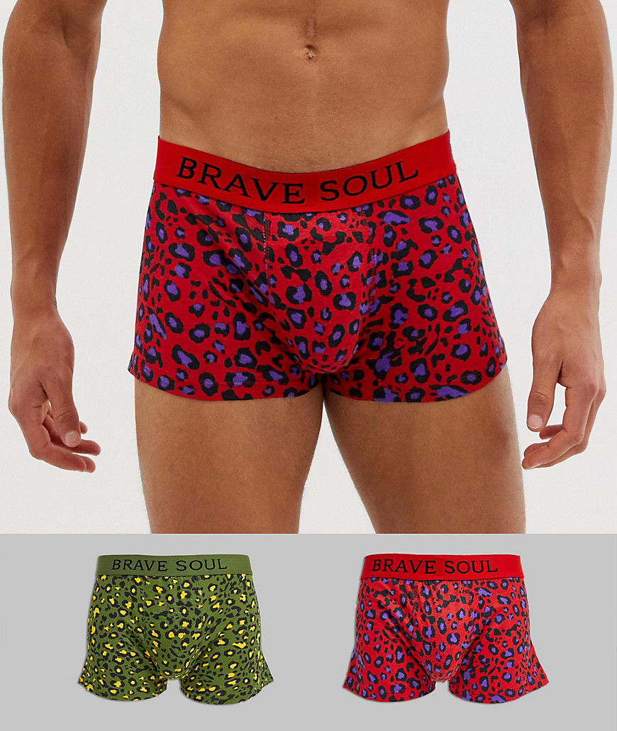 Brave Soul - Confezione da 2 paia di boxer leopardati-Multicolore