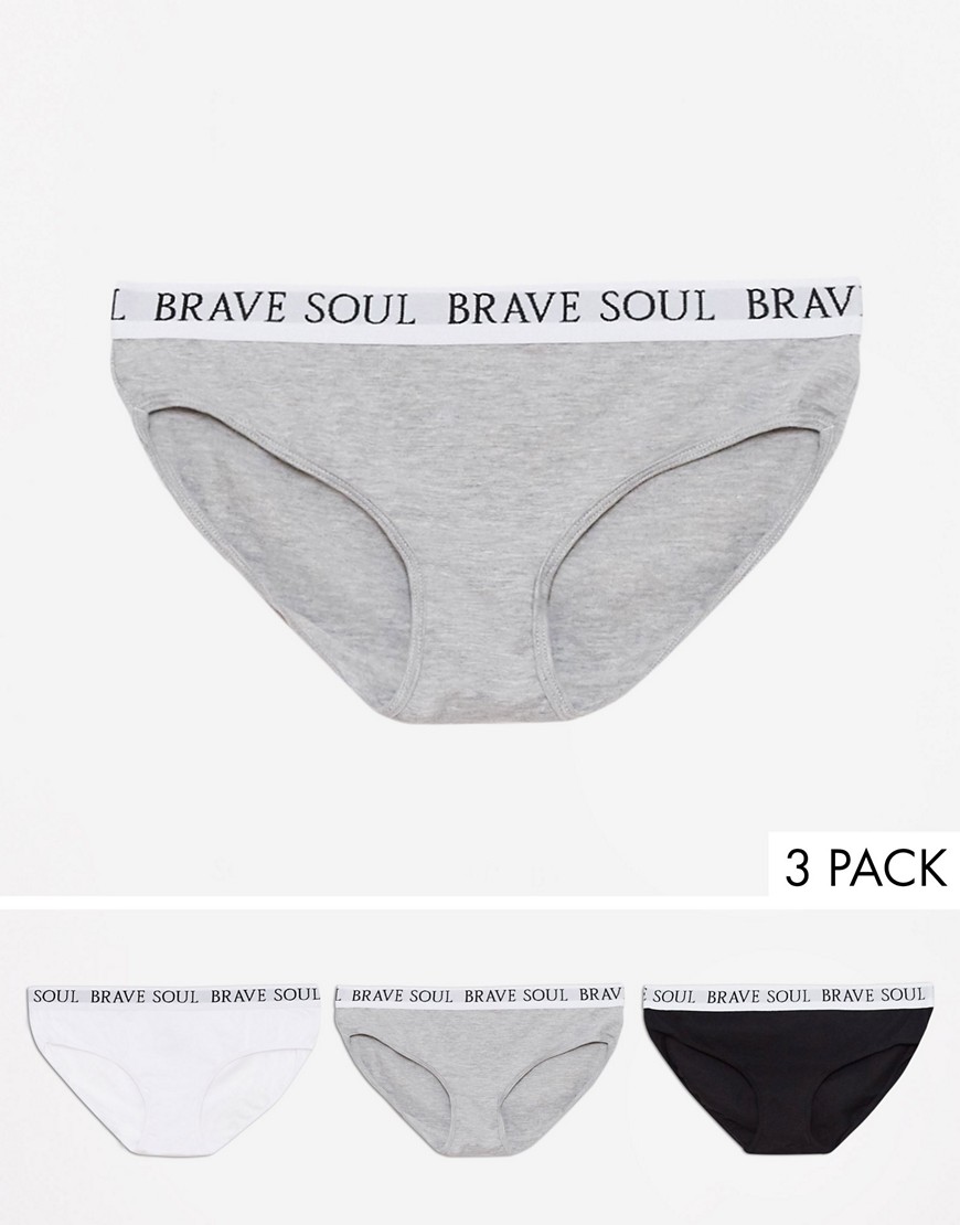 Brave Soul - Confezione da 3 slip con elastico in vita-Multicolore