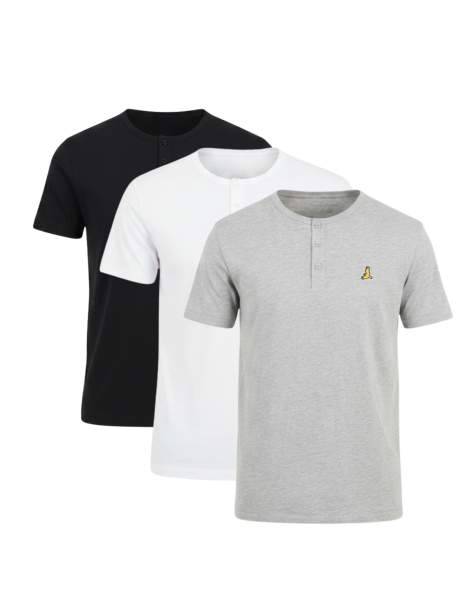 Brave Soul - Confezione da 3 T-shirt girocollo in cotone bianche con bottoni sul davanti - view 1