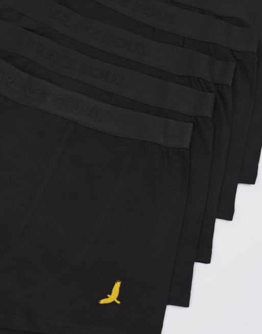 Brave Soul - Confezione da 5 boxer neri con ricamo, 3 di 3
