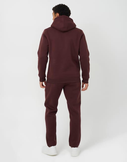 Brave Soul conjunto de sudadera con capucha y joggers con cuello cruzado en granate, 2 de 3