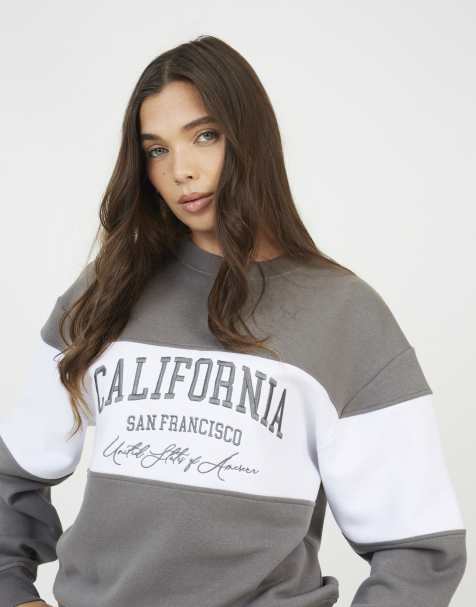 Brave Soul Contrast stripe panel crew neck sweatshirt in grey - view 1