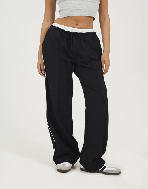Brave Soul Contrast waistband tailored trousers in black, 2 of 4