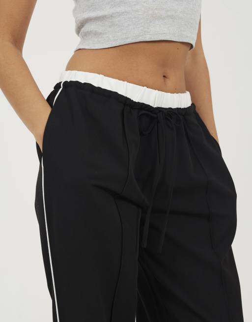 Brave Soul Contrast waistband tailored trousers in black, 3 of 4