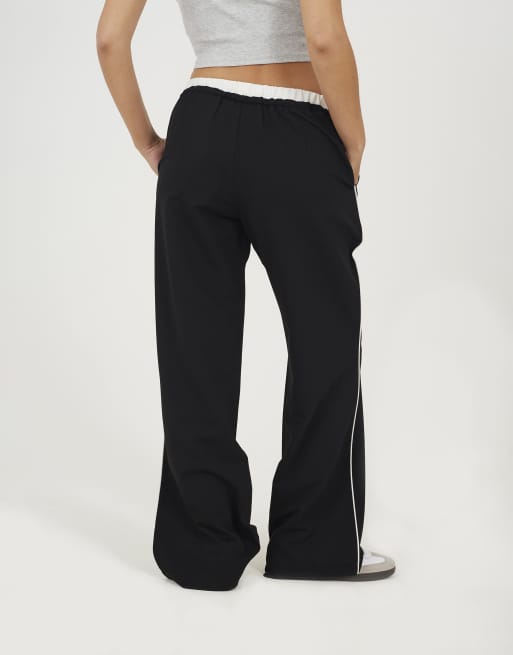 Brave Soul Contrast waistband tailored trousers in black, 4 of 4