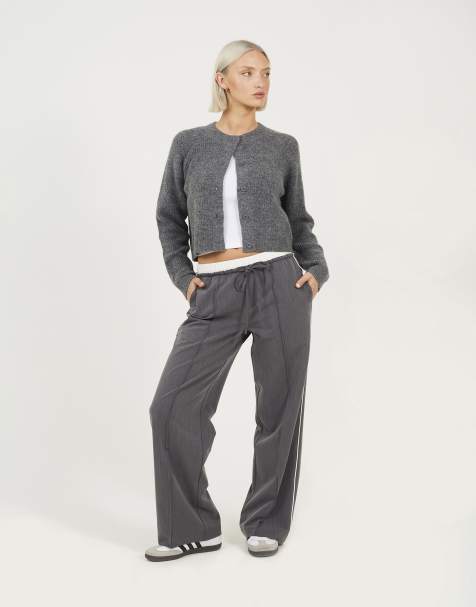 Brave Soul Contrast waistband tailored trousers in grey