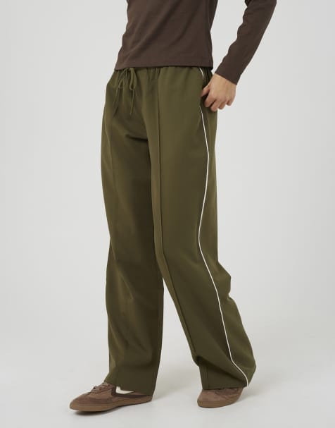 Brave Soul Contrast waistband tailored trousers in khaki - view 1