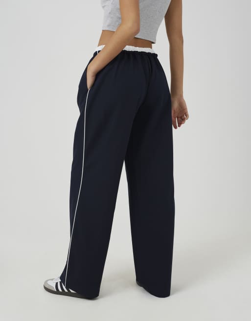 Brave Soul Contrast waistband tailored trousers in navy, 4 of 4
