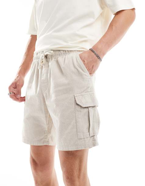 Brave Soul cord cargo shorts in off white - view 1
