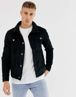 brave soul denim jacket with borg collar