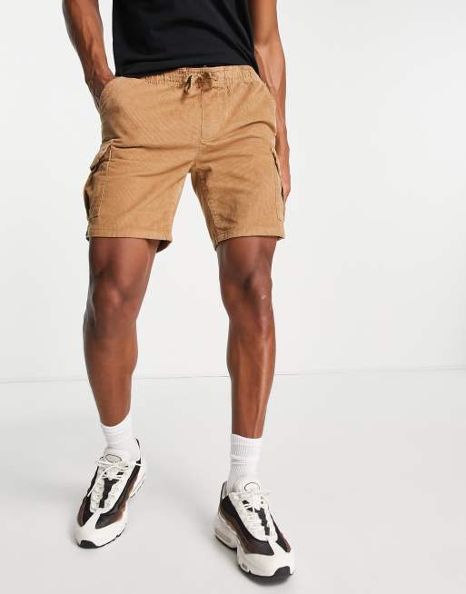 Brave Soul - Corduroy cargoshort in donker stone