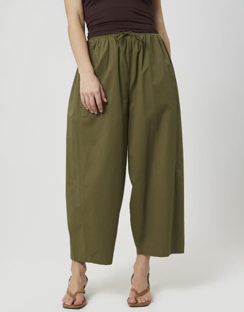 Brave Soul Cotton balloon leg trousers in khaki