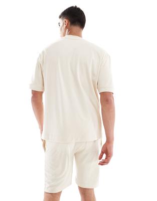 Brave Soul Cotton Blend T-shirt And Shorts Matching Set In Neutral