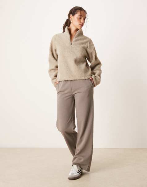 Brave Soul Cotton blend wide leg joggers in grey - view 1