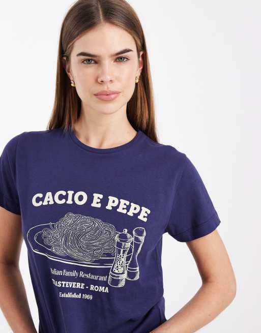 Brave Soul cotton cacio e pepe graphic print t-shirt and check trouser pyjama set in navy, 2 of 4