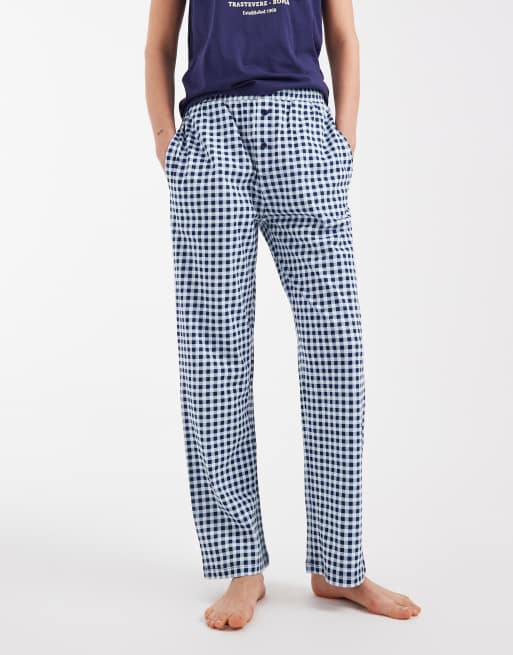 Brave Soul cotton cacio e pepe graphic print t-shirt and check trouser pyjama set in navy, 3 of 4