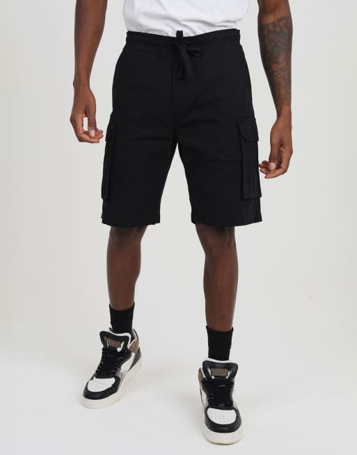 Brave Soul Cotton cargo shorts in black