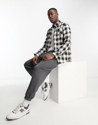 Brave Soul Cotton Check Shirt In White & Black