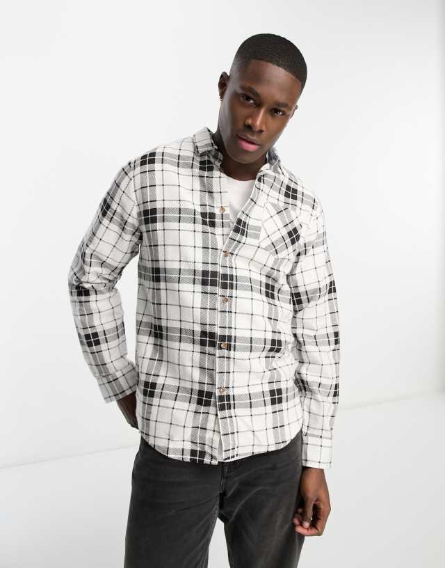 Brave Soul - cotton check shirt in white & black